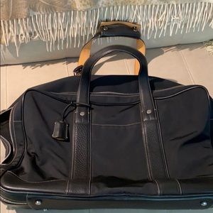 Coach soft small black nylon and leather suitcase